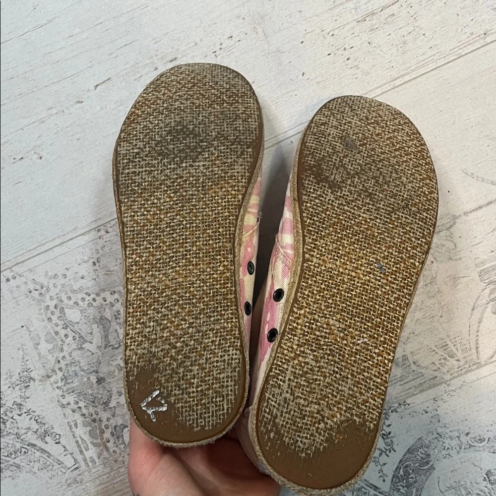 TOMS Pink and Cream Lace-Up Espadrille Shoes Size 6.5